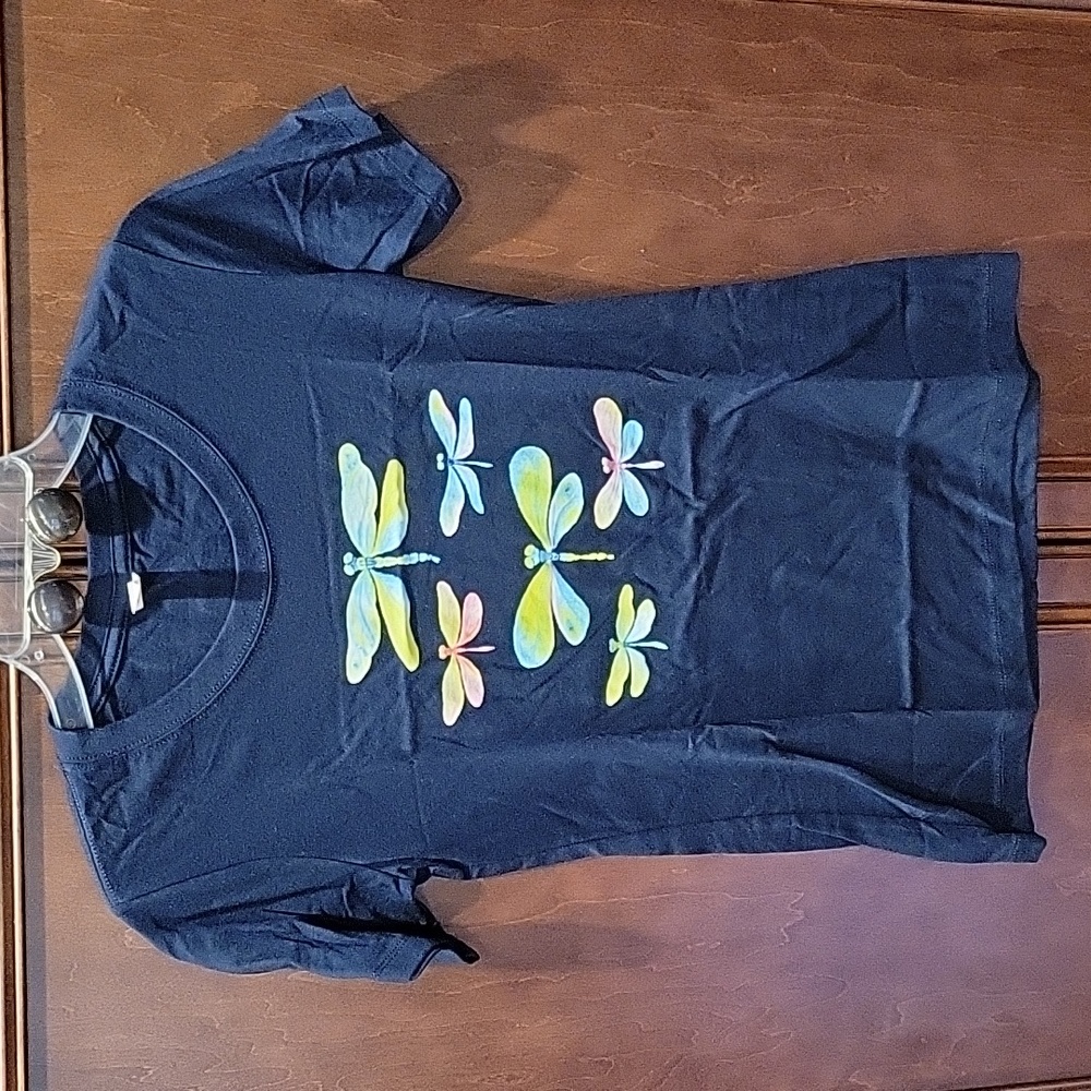 Ideal T Dragonflies T-shirt Size Small Bue Multi-colored